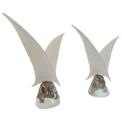 Vintage Murano Gaviota Esculturas Aves