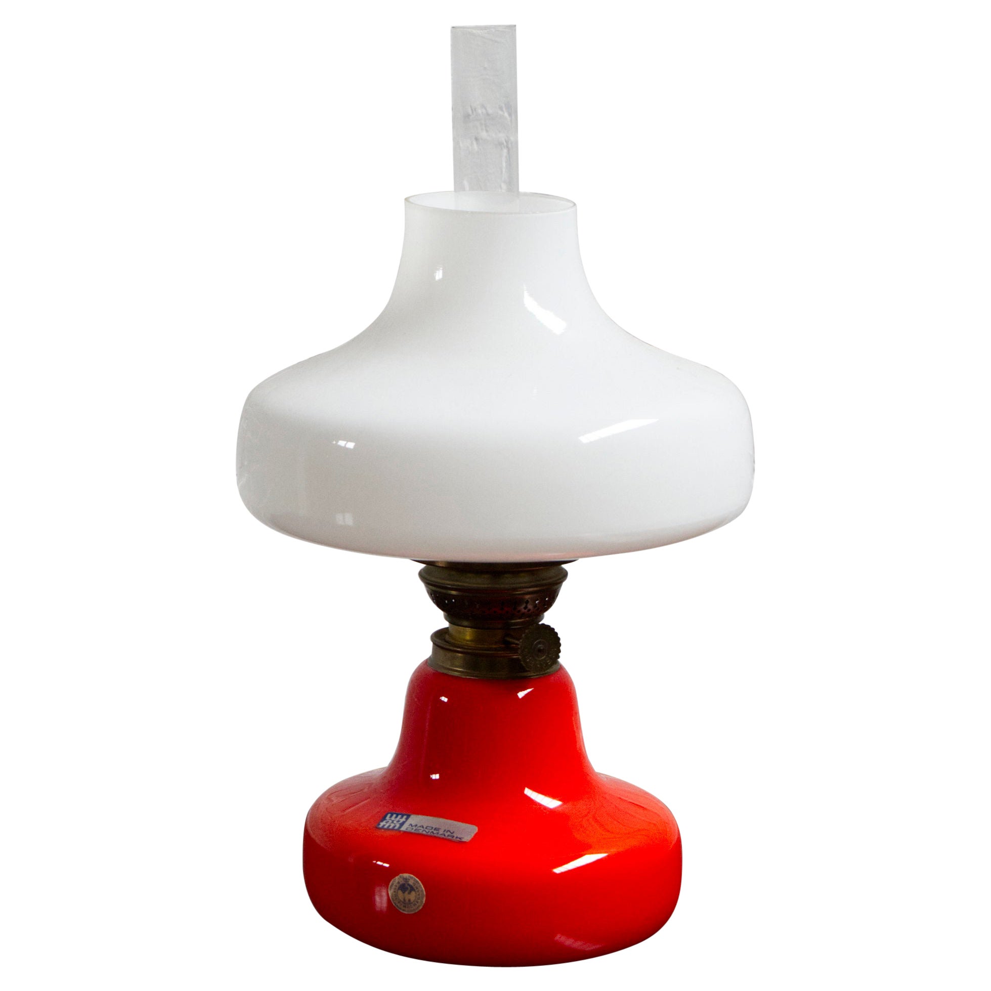 Orange 'Oline' Oil Table Lamp from Fog & Mørup, Denmark, 1960s