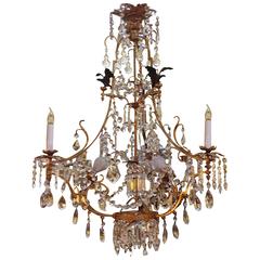 French Empire Revival Crystal Chandelier with Dore Bronze and Metal Eagles