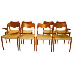 J L Moller Danish Teak Set of Eight Dining Chairs Model 71