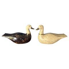 Pair of Maitland Smith Tessellated Duck Sculptures/ Bookends