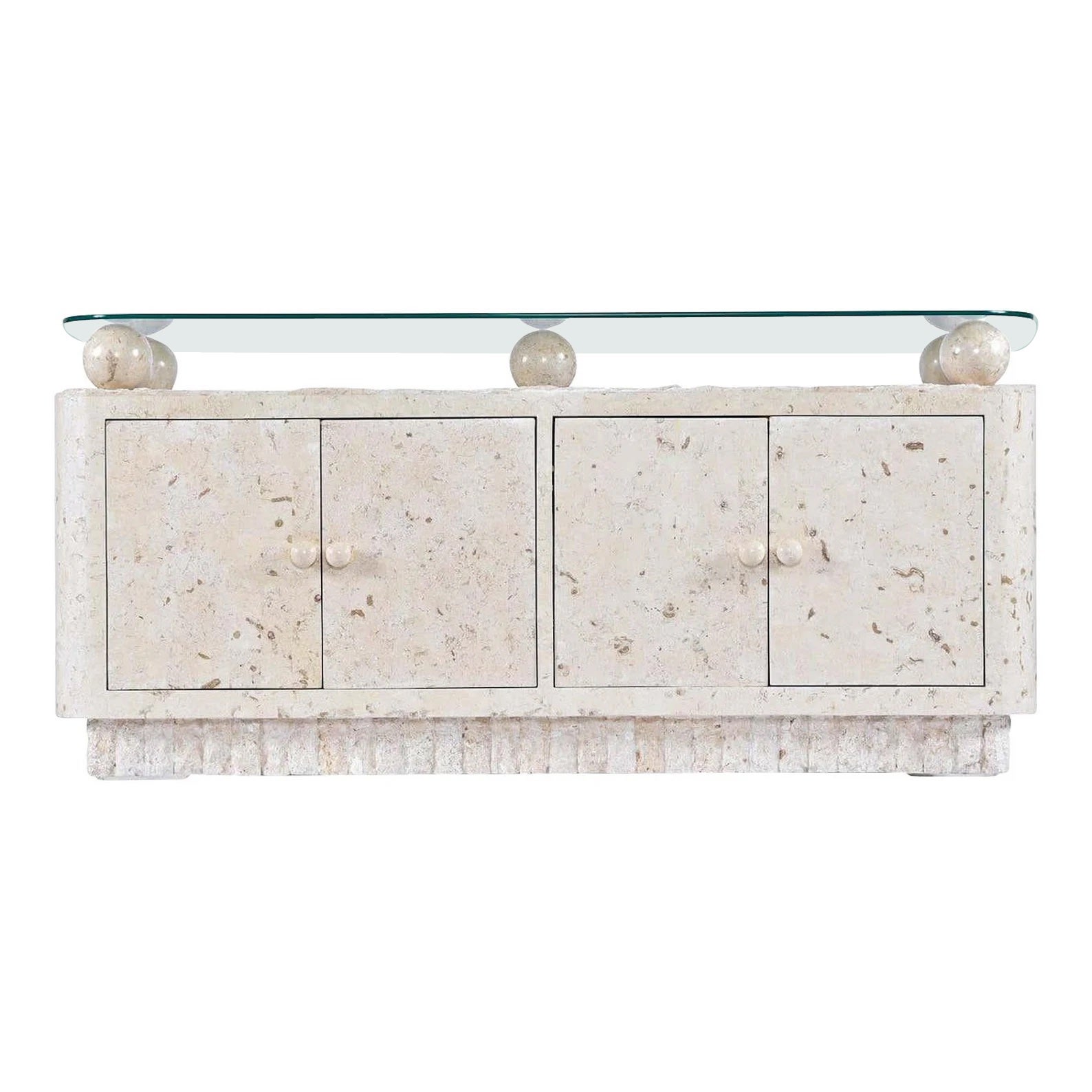 Credenza orbital de piedra de Mactán teselada estilo posmoderno Maitland Smith