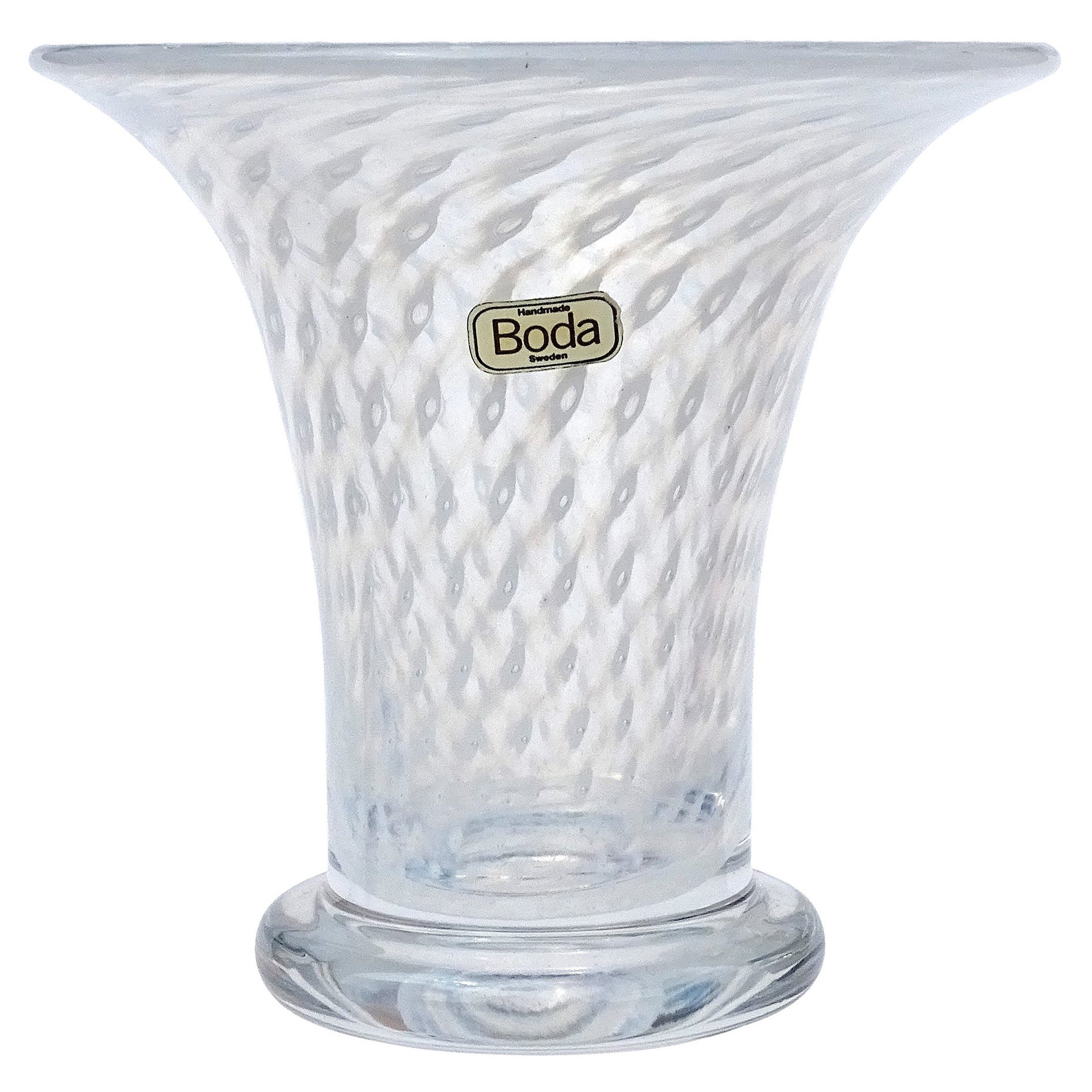 Bertil Vallien Boda White Bubble Cirrus Design Sweden Art Glass Flower Vase