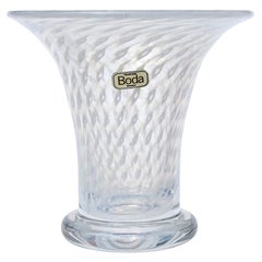 Bertil Vallien Boda White Bubble Cirrus Design Sweden Art Glass Flower Vase