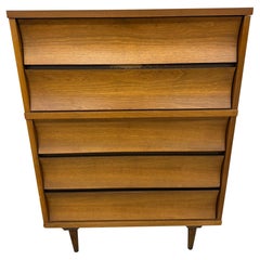 Vintage Mid-Century Modern Johnson Carper Walnut Concave High Chest