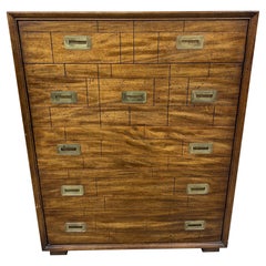 Vintage Lane Campaign Style Walnut High Chest