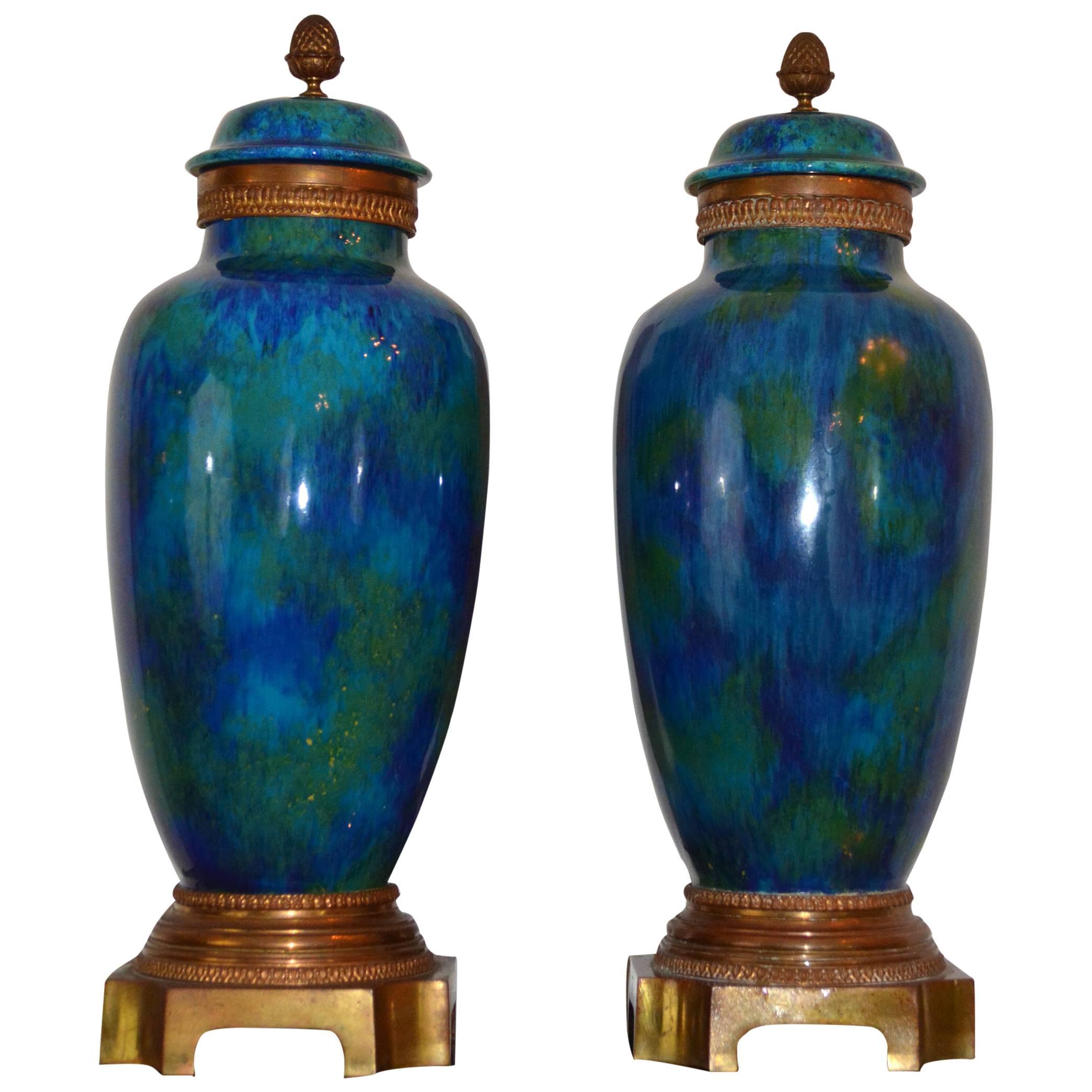 Pair of 1920s Sevres Art Deco Urns For Sale