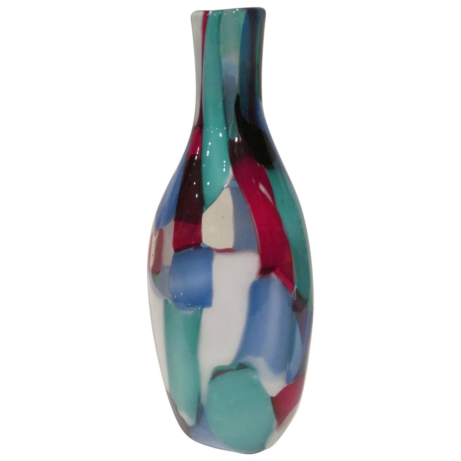 Rare Venini Patchwork Pezzato Murano Vase Designed by Fulvio Bianconi, 1950s