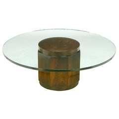 Edward Wormley Flame Mahogany and Glass Coffee Table for Dunbar