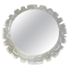 Beleuchteter runder deutscher Lucite-Glas-Wandspiegel im Vintage-Stil, Erco-Stil, 1960er Jahre