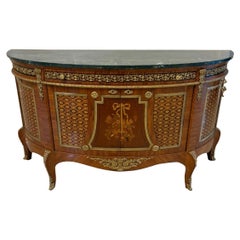 Buffet à plateau en marqueterie de bois de roi et marqueterie de marbre, de qualité ancienne, français