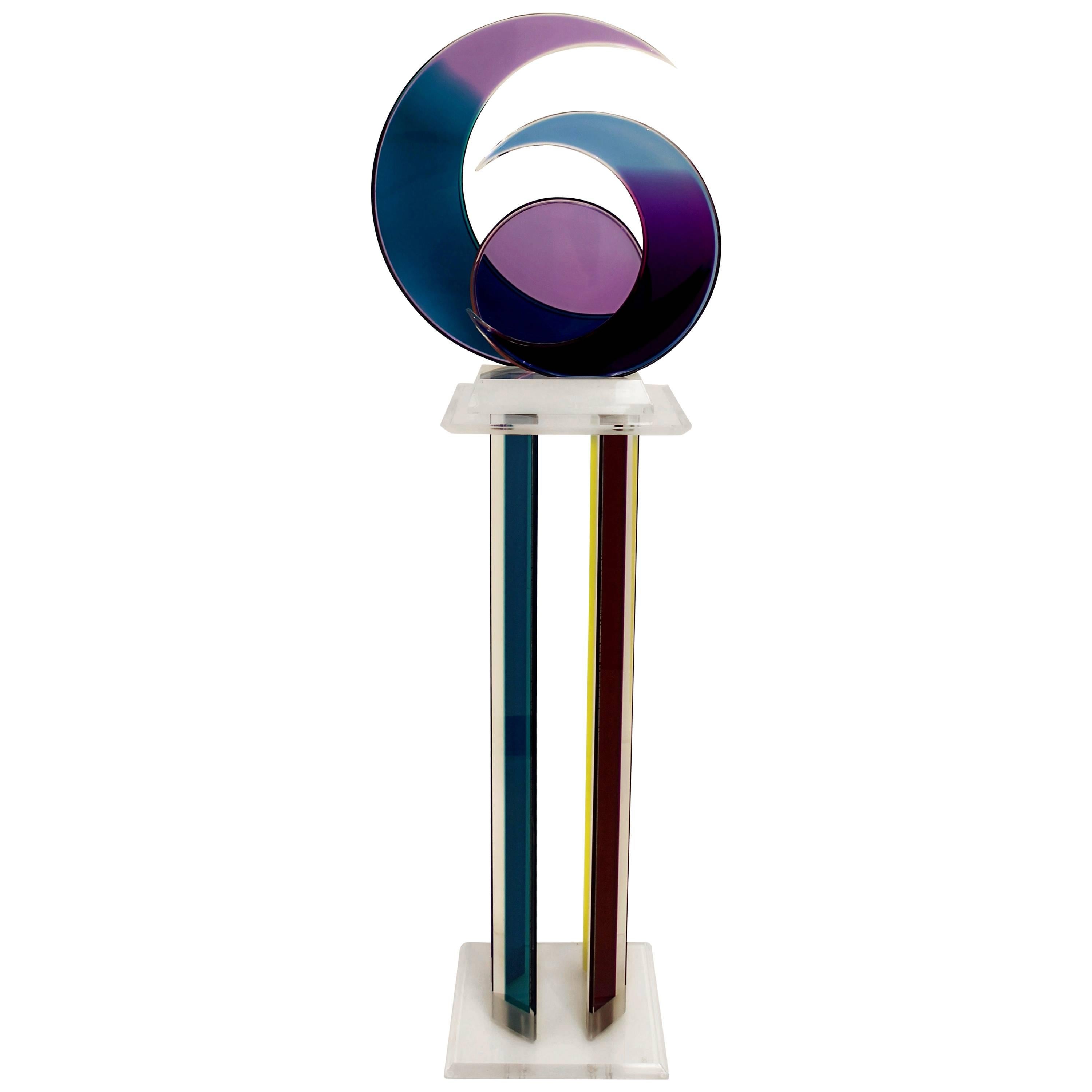 Contemporary Lucite Sculpture and Stand by Shlomi Haziza