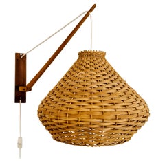 Adjustable Wicker Wall Lamp