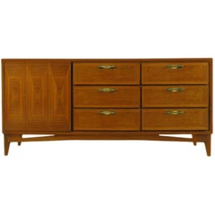 1950s Red Lion Parquetry Front Mahogany Nine-Drawer Dresser