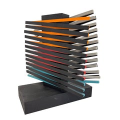 Abstract Multi-Color Wood Table Sculpture, 1980s