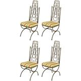 Four Spanish Revival Wrought Iron Filigree Dining Chairs