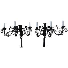 Spanish Wrought Iron Sconces, Pair 5