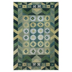 Diseño Art Déco Alfombra verde de lana hecha a mano Doris Leslie Blau