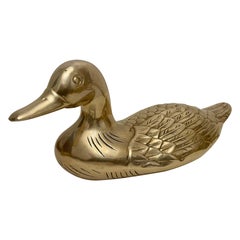 Vintage Large Brass Duck "Decoy" Sculpture