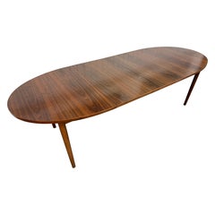 Mid-Century Danish Modern Banquet Size Oval Walnut Dining Table