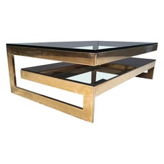 Vintage two tier belgochrom 23kt coffee table, 1970s