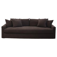 Verellen 8ft Slipcovered Sofa with Dark Graphite Thick Linen