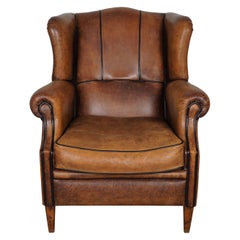 Vintage Dutch Cognac Colored Leather Club Chair