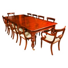 Antique William IV Mahogany Dining Table & 10 Dining Chairs 19th Century