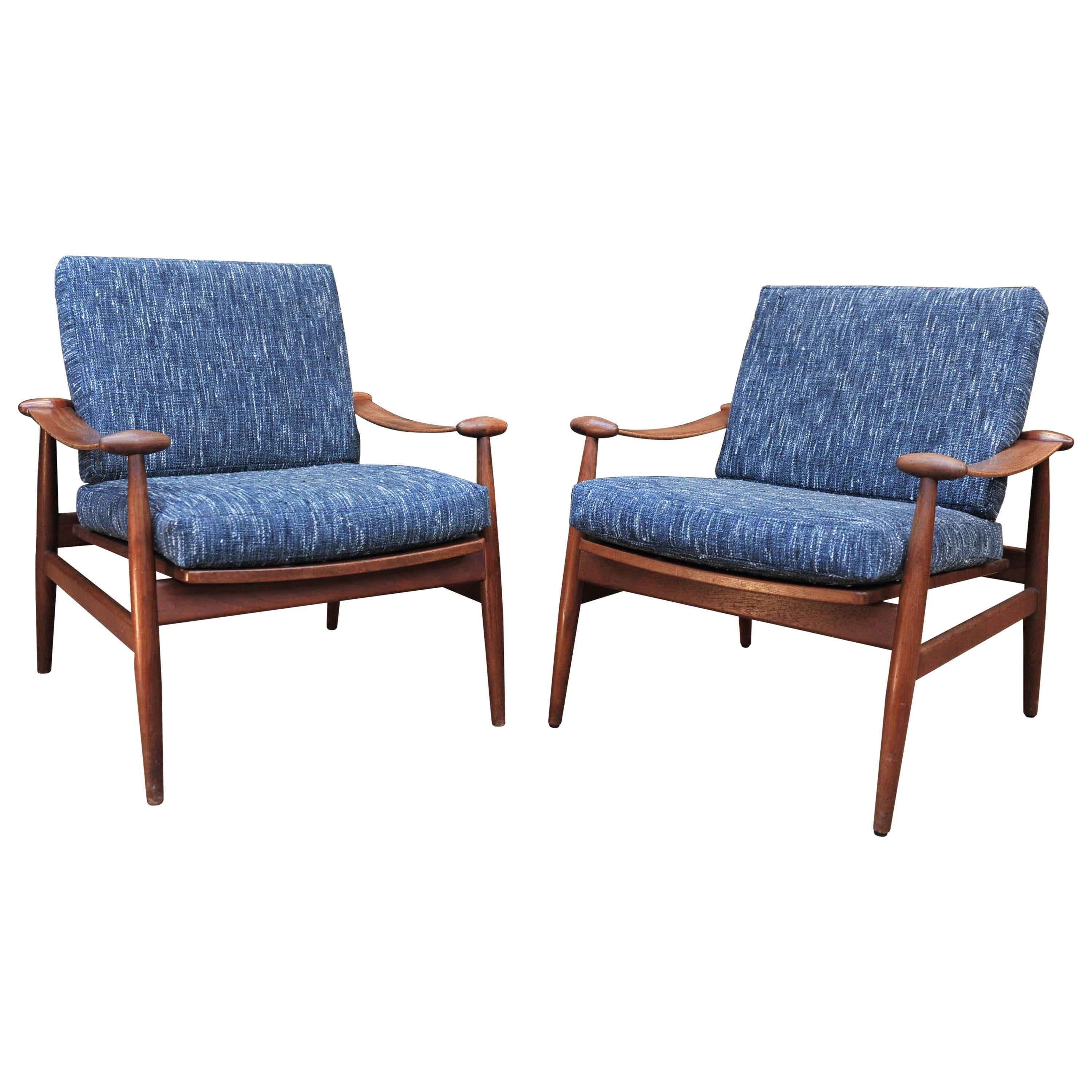 Pair of Danish  Lounge Chairs by of Finn Juh  Model 153