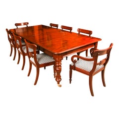 Antique William IV Mahogany Dining Table & 8 Dining Chairs 19th Century