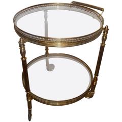 Retro Circular Bronze French Bar Cart with Two Plates - 1960s