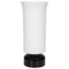 Italian Venetian, Table Lamp, Blow Murano Glass, Modern,  Black White, 1980s