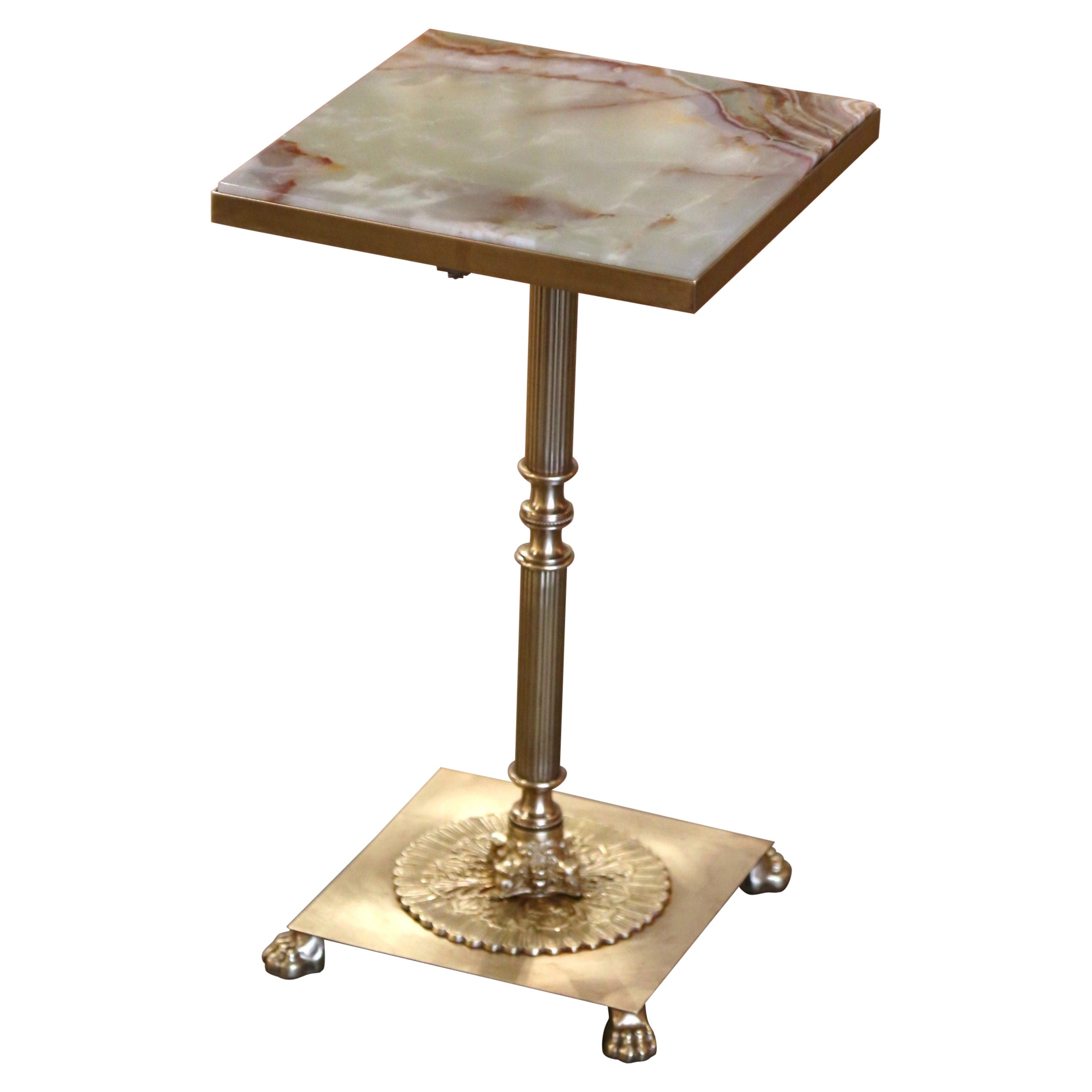 19th Century French Neoclassical Onyx Top Brass Side Table