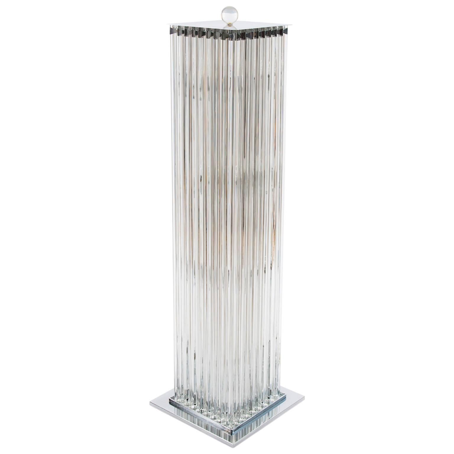  Floor Lamp in blown Murano Glass clear color triedros 1990s Italy