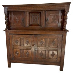 Antique Early 17th Century Original Quality Oak Court Cupboard