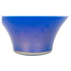 Vintage Italian Murano Blue and Gold Vase, circa 1980s