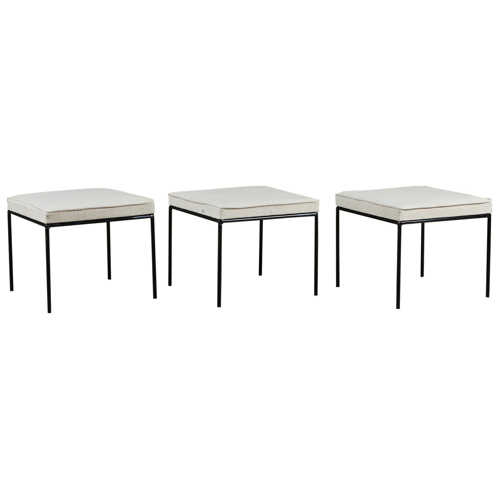 Set of Three Square Frederick Weinberg Wrought Iron Stools