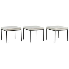 Set of Three Square Frederick Weinberg Wrought Iron Stools
