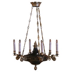 Early 20th Century French Empire Bronze Dore Six-Light Chandelier