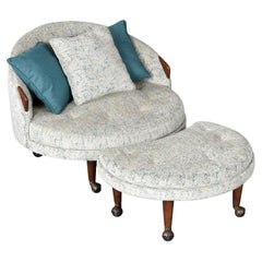 Sedia e ottomana Havana restaurata di Adrian Pearsall per Craft Associates