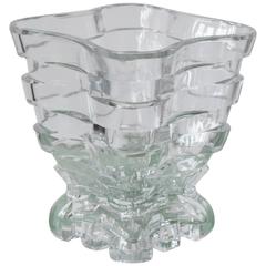 Stylish Cut-Glass Vase English, 1930s