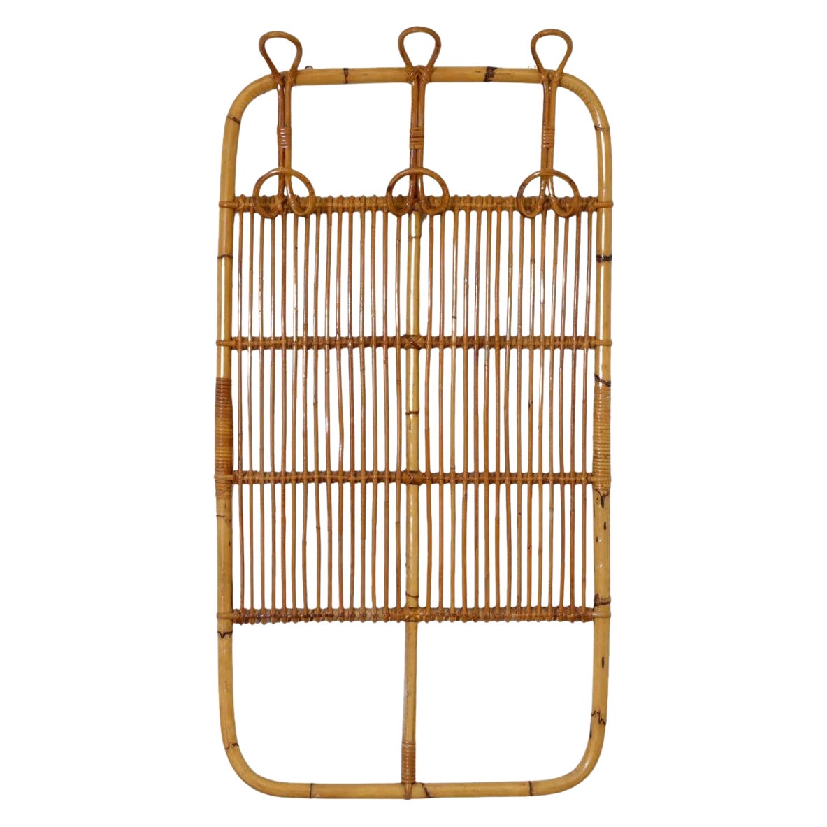 Perchero de pared de bambú italiano inspirado en Franco Albini, años 60