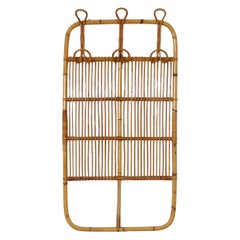 Franco Albini Inspired Italian Bamboo Wall Mount Coat Rack with Hooks, 1960's