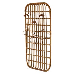 Franco Albini Inspired Bamboo Coat Rack with Hooks, 1960s