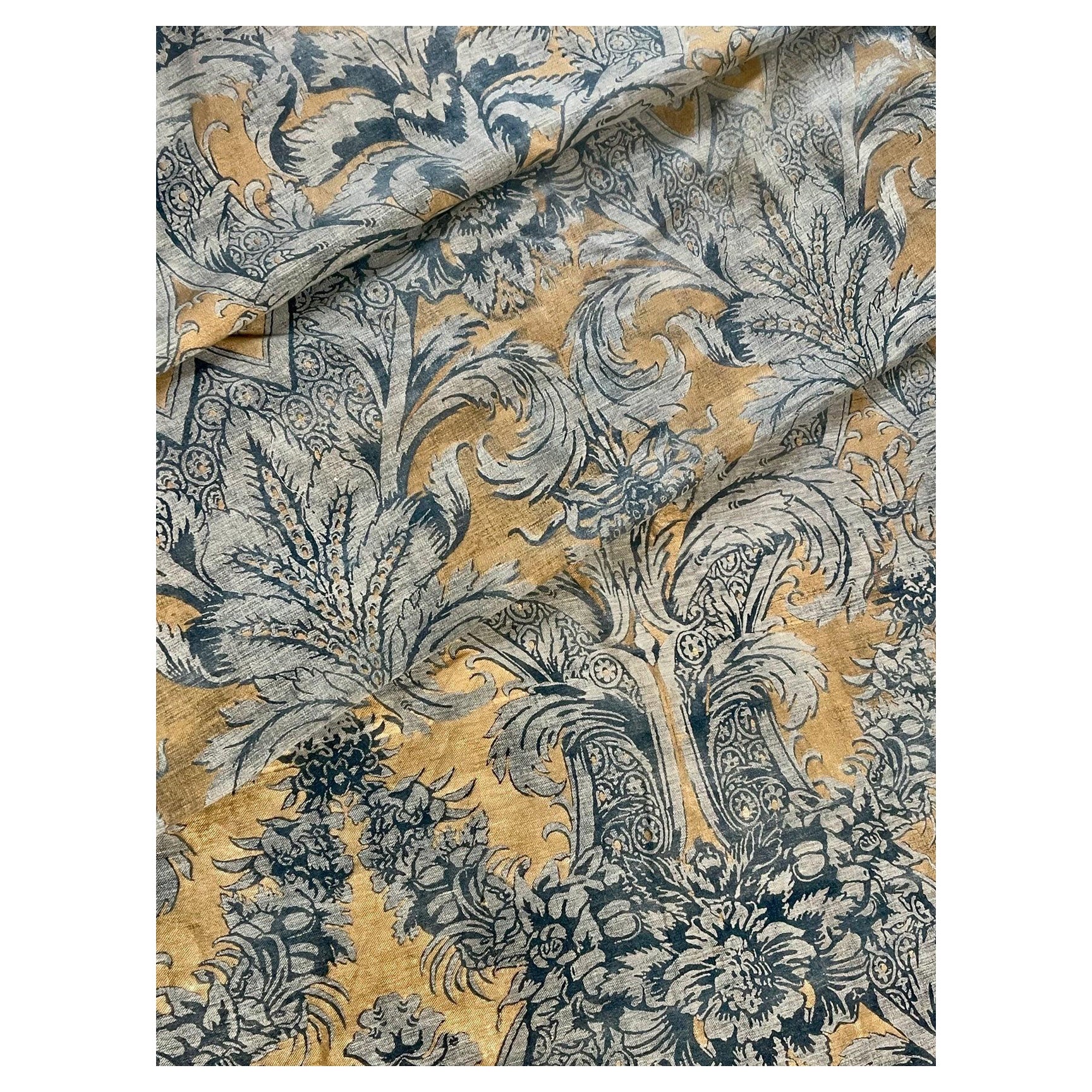 Vintage Printed Linen Fabric