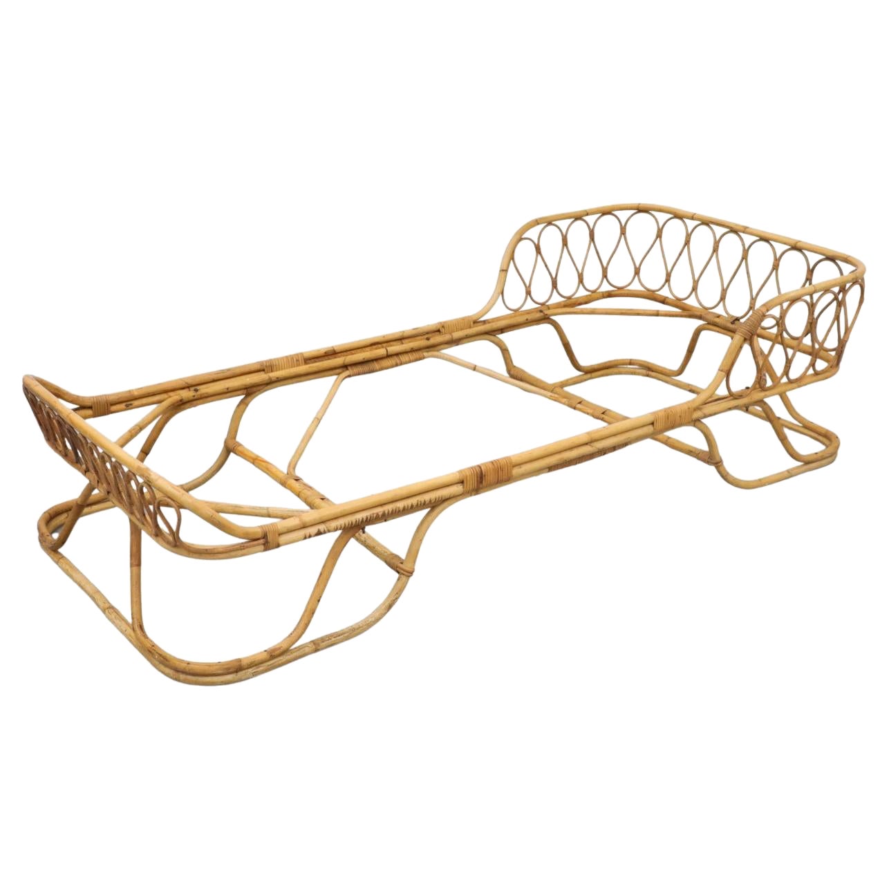 Large Tito Agnoli (attr) Bamboo Daybed Bamboo and Rattan Daybed