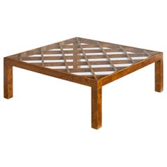 Diseñador italiano, Mesa de centro, Burl, Cristal, Italia, Años 30