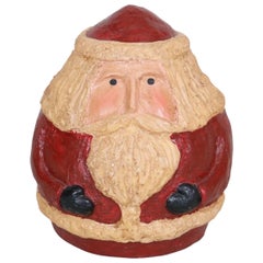 Vintage Primitive Round Chalkware Santa Claus Figure