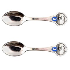 Two Christmas Spoons from 1948, Produced by Grann and Laglye, Copenhagen