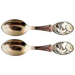 Two Christmas Spoons from 1944, Produced by Grann and Laglye, Copenhagen